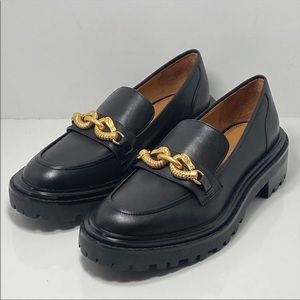 Tory Burch Jessa Leather Lug Sole Black Loafers